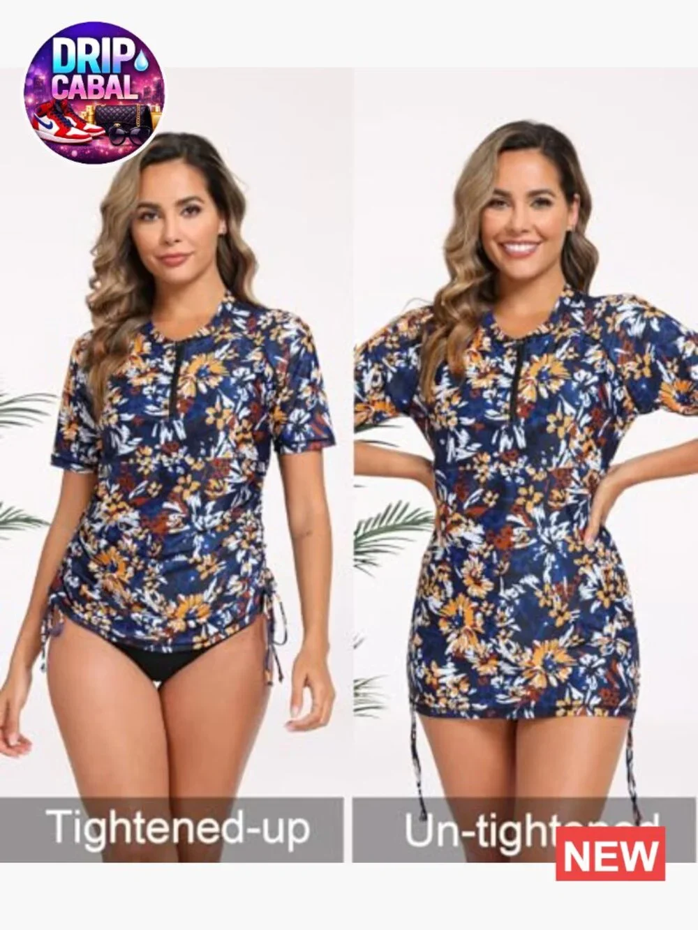 Short Sleeve UPF50+ Rash Guard Swim Shirt with Built-in Bra Half Zip